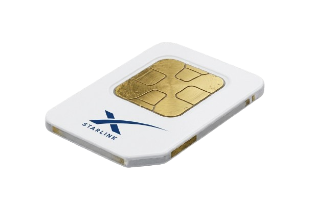 Chip Starlink Direct to Cell — chip físico nano SIM com logo Starlink